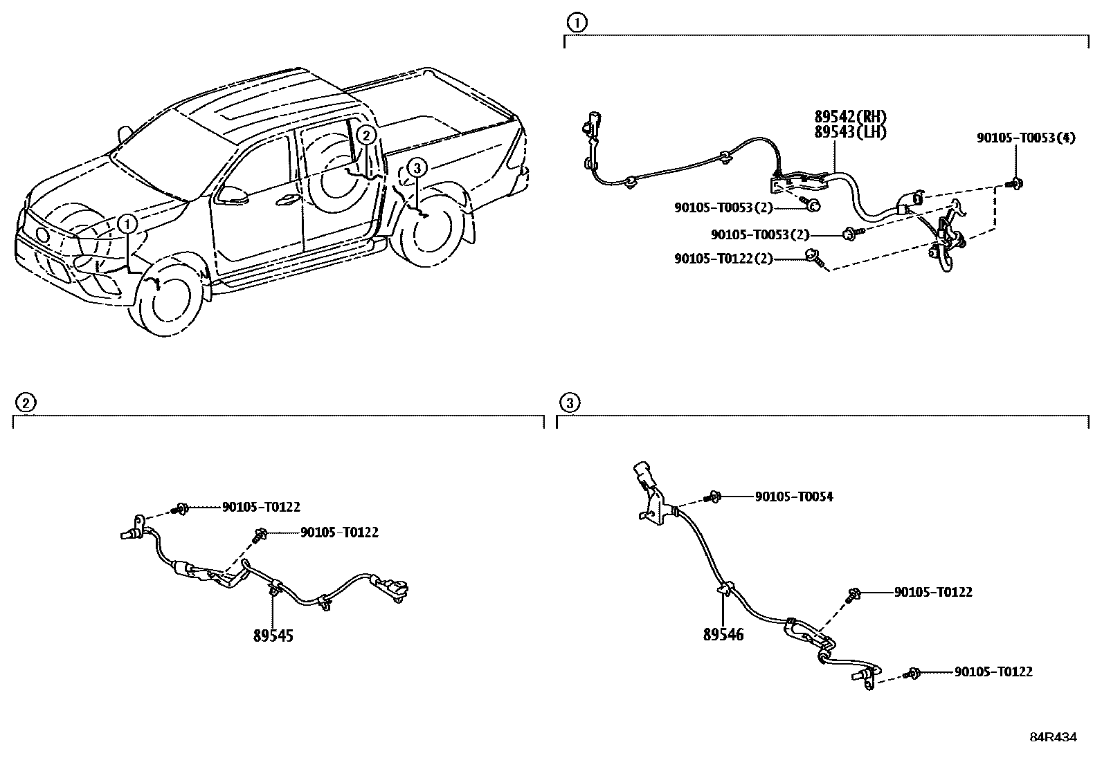 Toyota HILUX ABS 和 VSC EPC diagram — 84R434