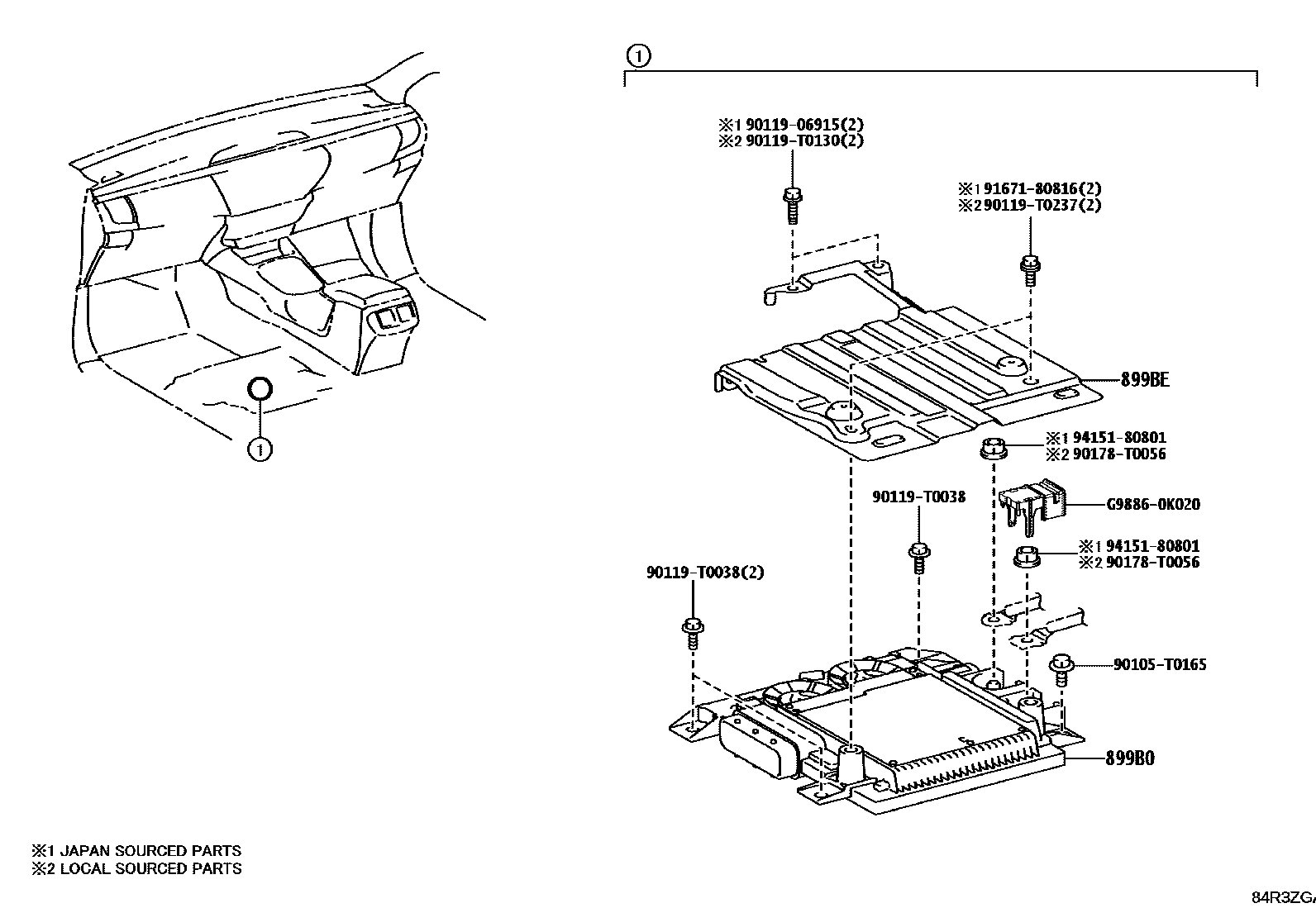 Toyota HILUX HEV 控制ECU EPC diagram — 84R3ZGA