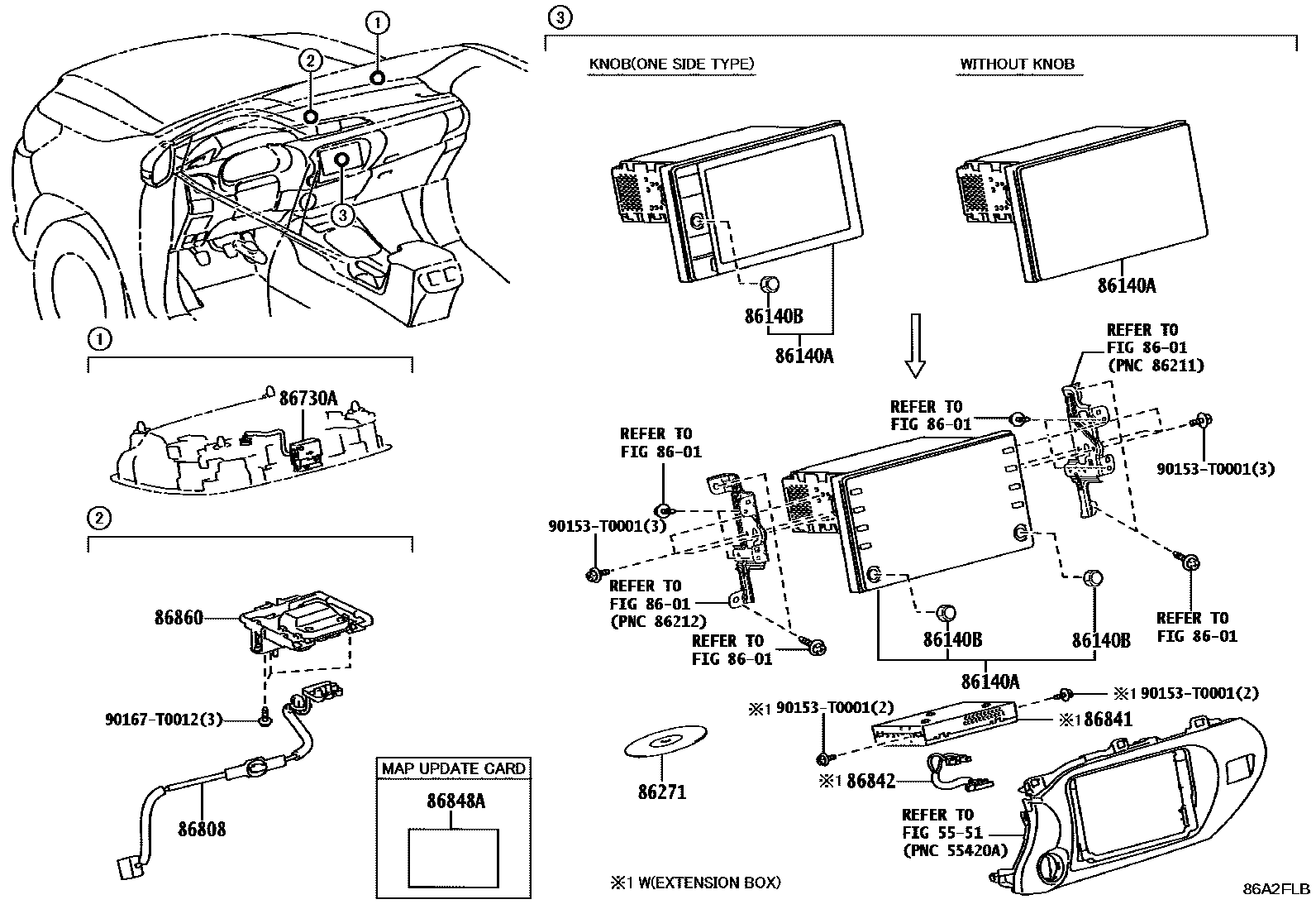 Toyota HILUX 导航和前监视器显示屏 EPC diagram — 86A2FLB