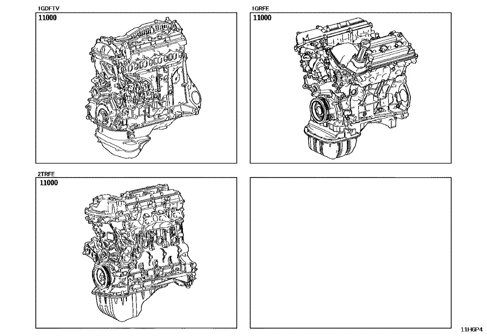 Toyota HILUX Partial Engine Assembly EPC diagram — 11H6P4