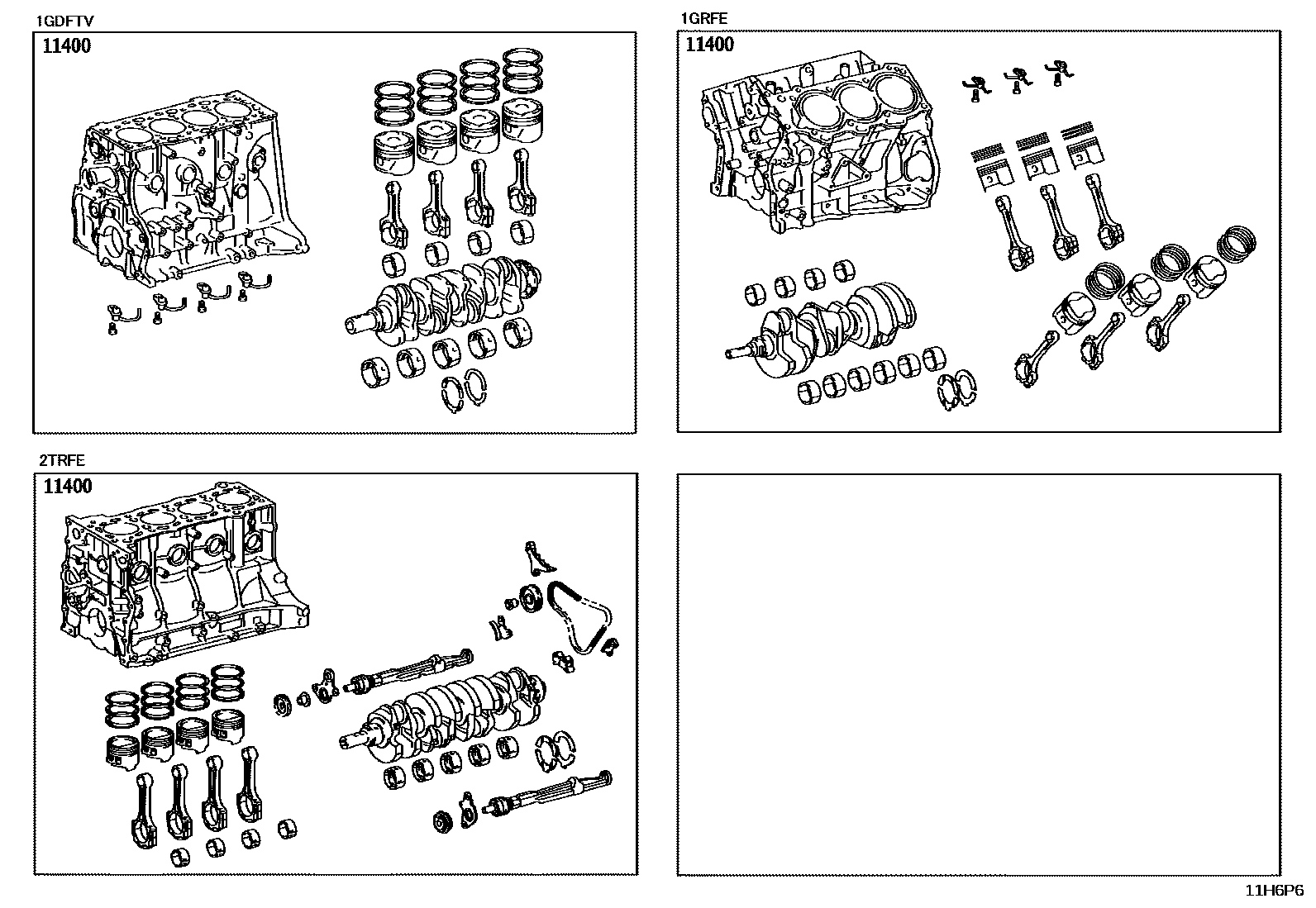 Toyota HILUX Short Block Assembly EPC diagram — 11H6P6