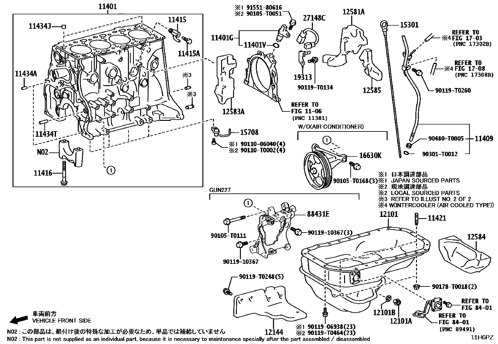 Toyota HILUX Cylinder Block EPC diagram — 11H6PZ