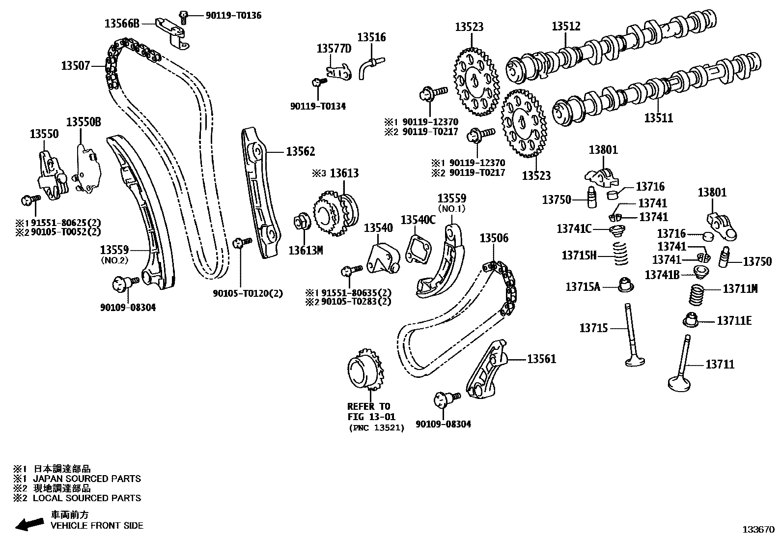 Toyota HILUX Camshaft & Valve EPC diagram — 133670