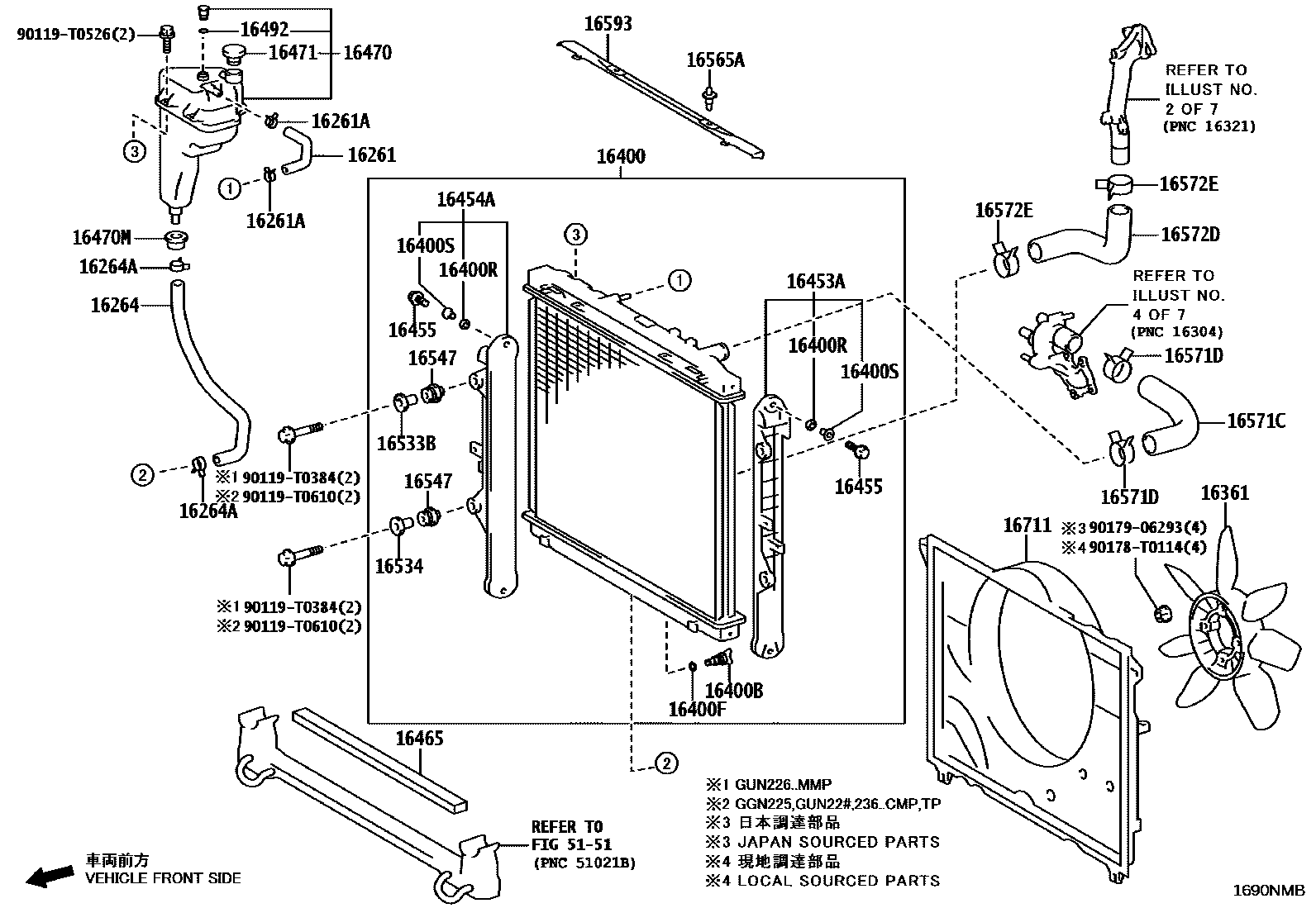 Toyota HILUX RADIATOR & WATER OUTLET EPC diagram — 1690NMB