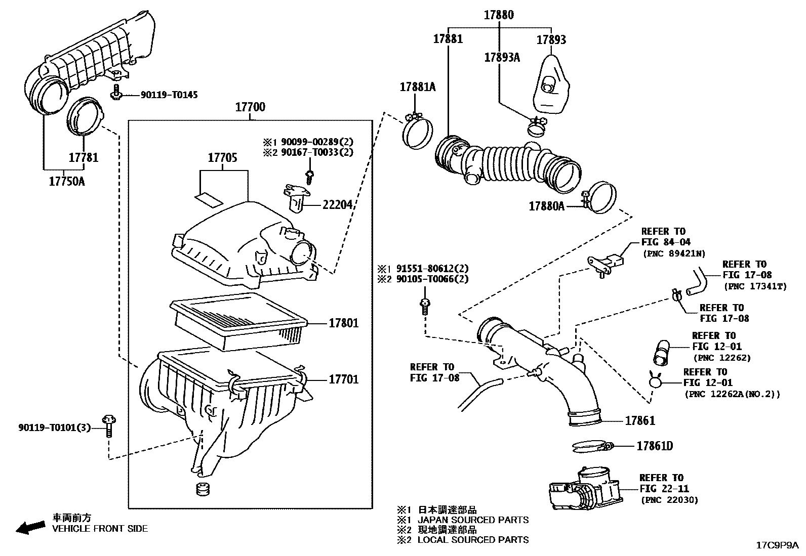 Toyota HILUX Air Cleaner EPC diagram — 17C9P9A