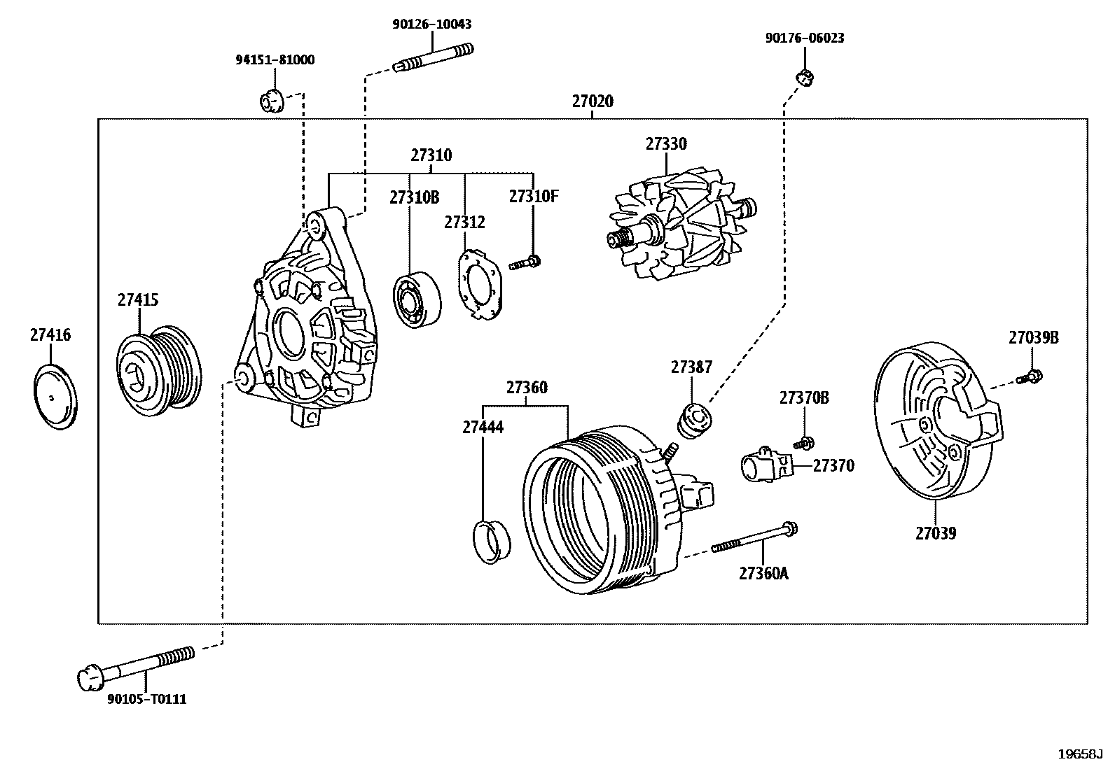 Toyota HILUX Alternator EPC diagram — 19658J