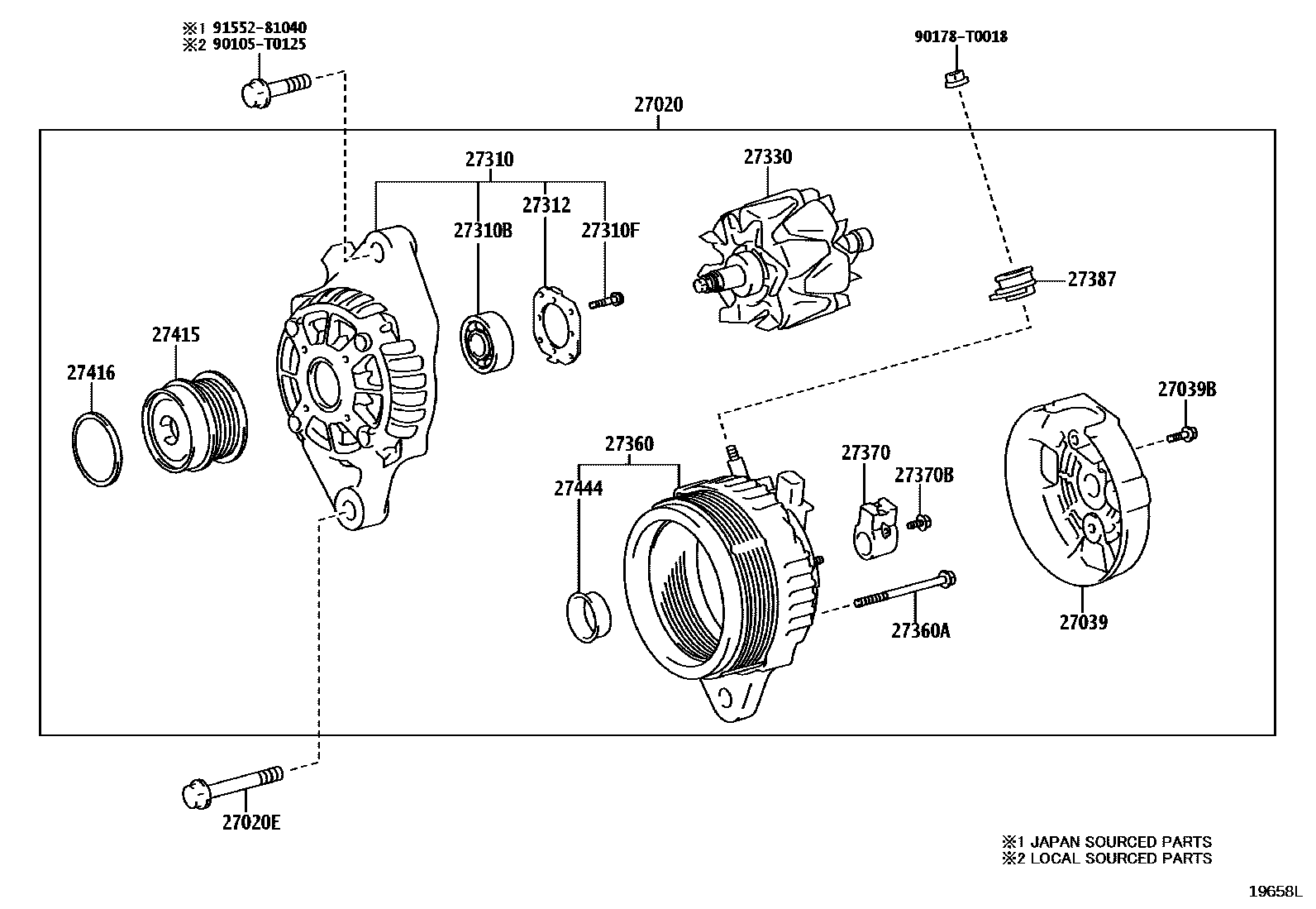 Toyota HILUX Alternator EPC diagram — 19658L
