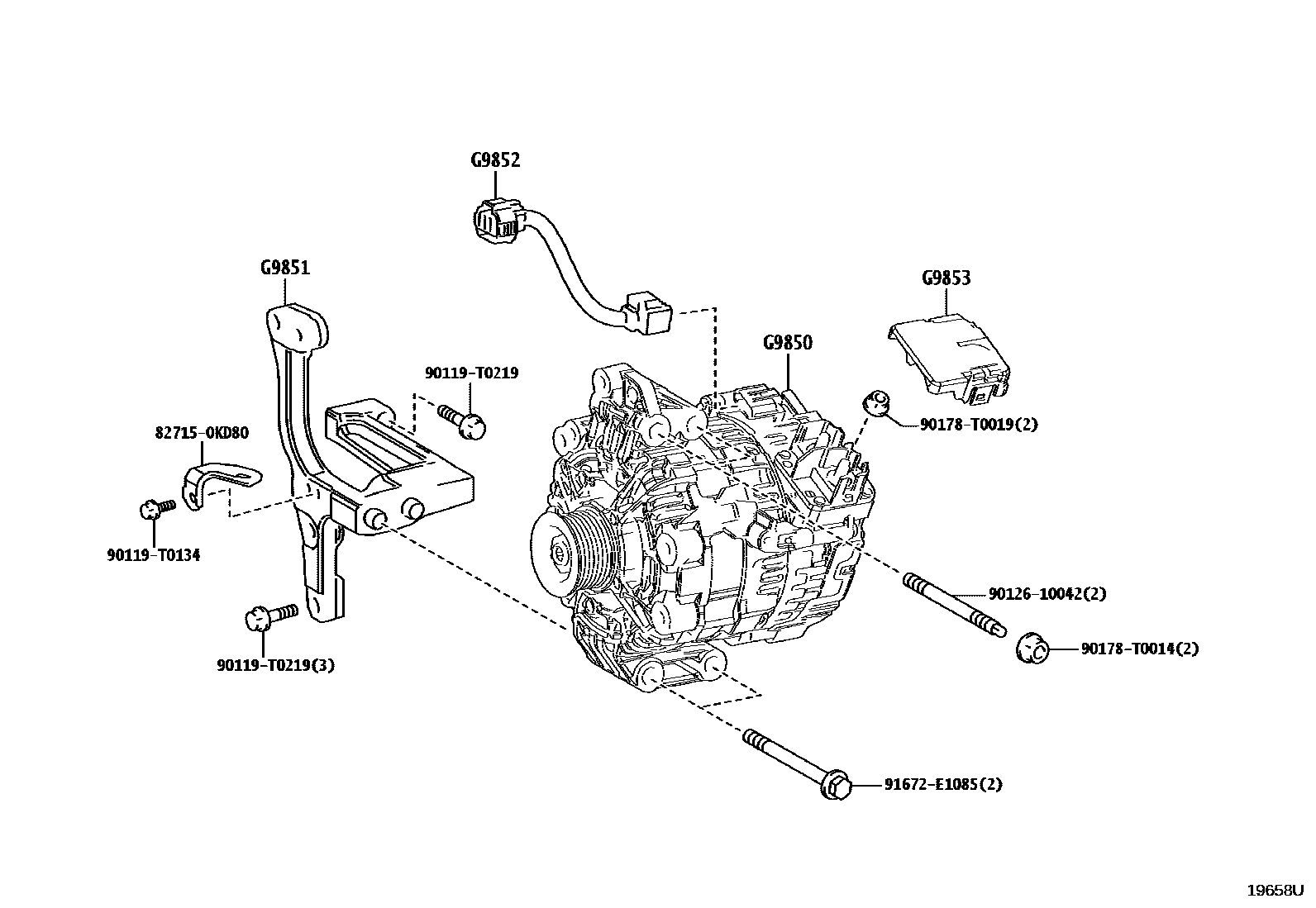 Toyota HILUX 起动机 EPC diagram — 19658U