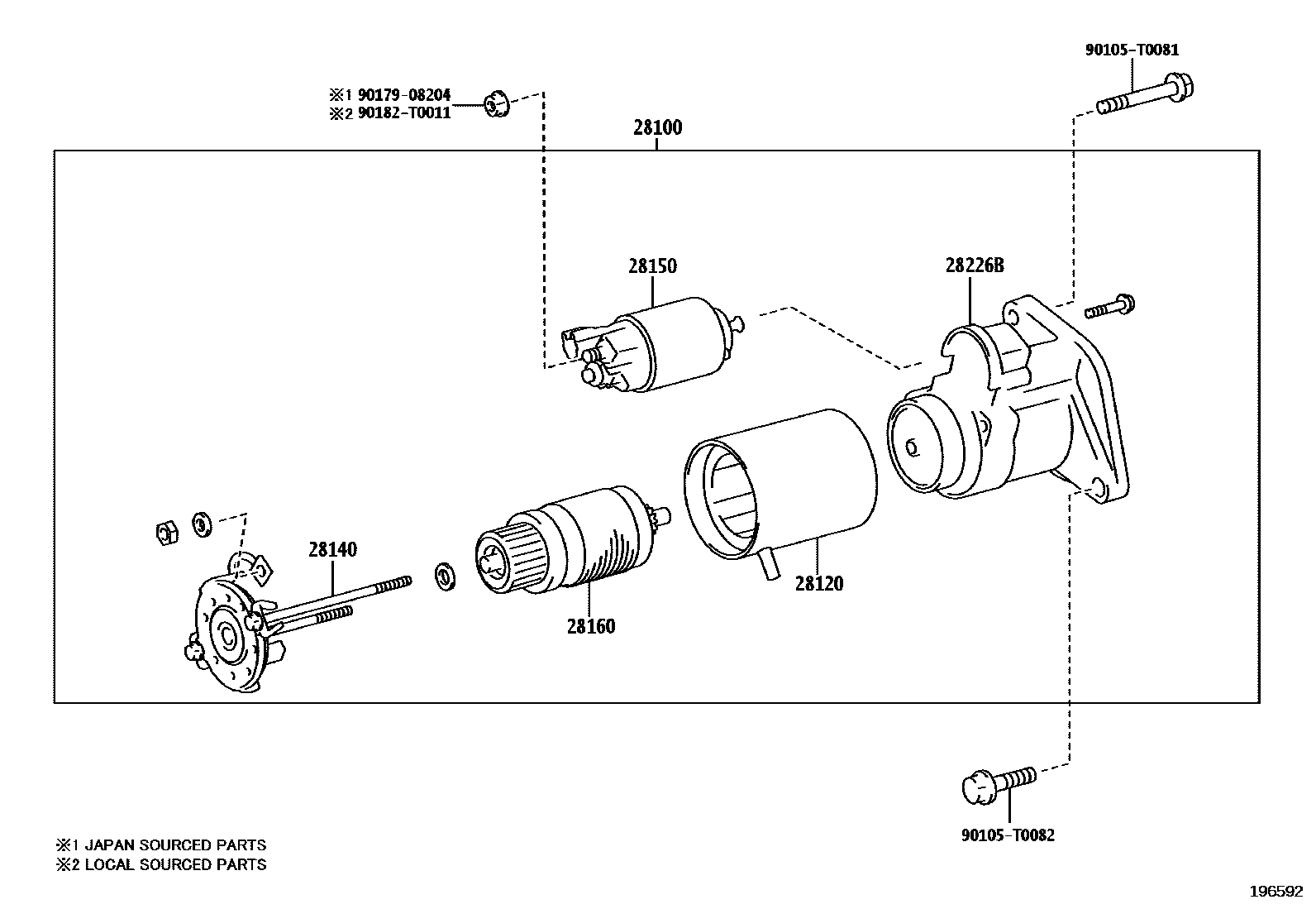 Toyota HILUX 起动机 EPC diagram — 196592