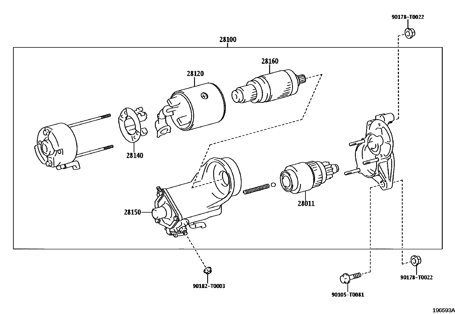 Toyota HILUX 起动机 EPC diagram — 196593A