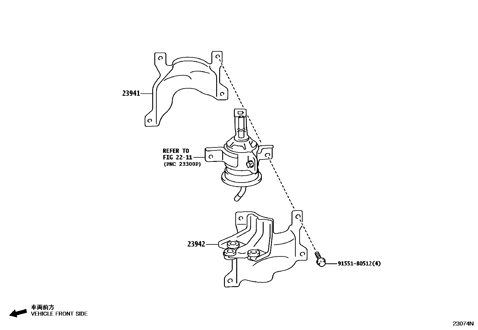 Toyota HILUX fuel filter EPC diagram — 23074N