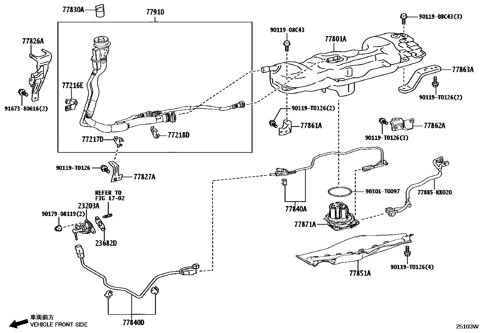 Toyota HILUX 尿素罐和管 EPC diagram — 25103W