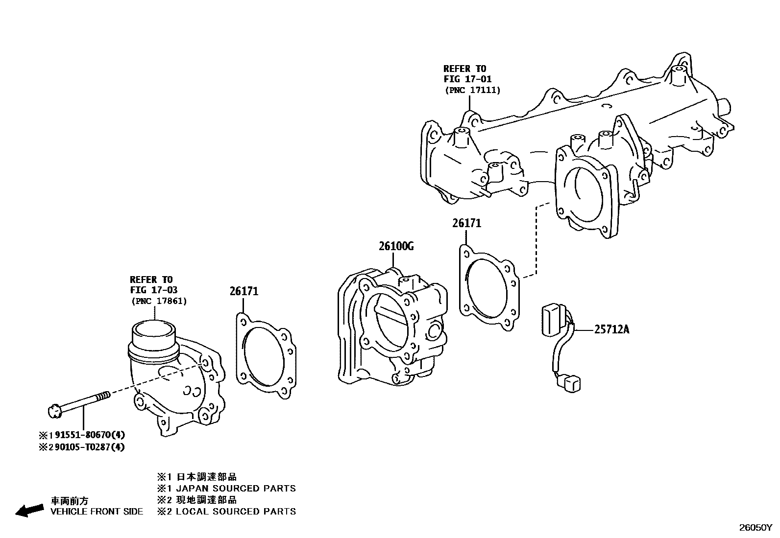 Toyota HILUX 文氏管 EPC diagram — 26050Y