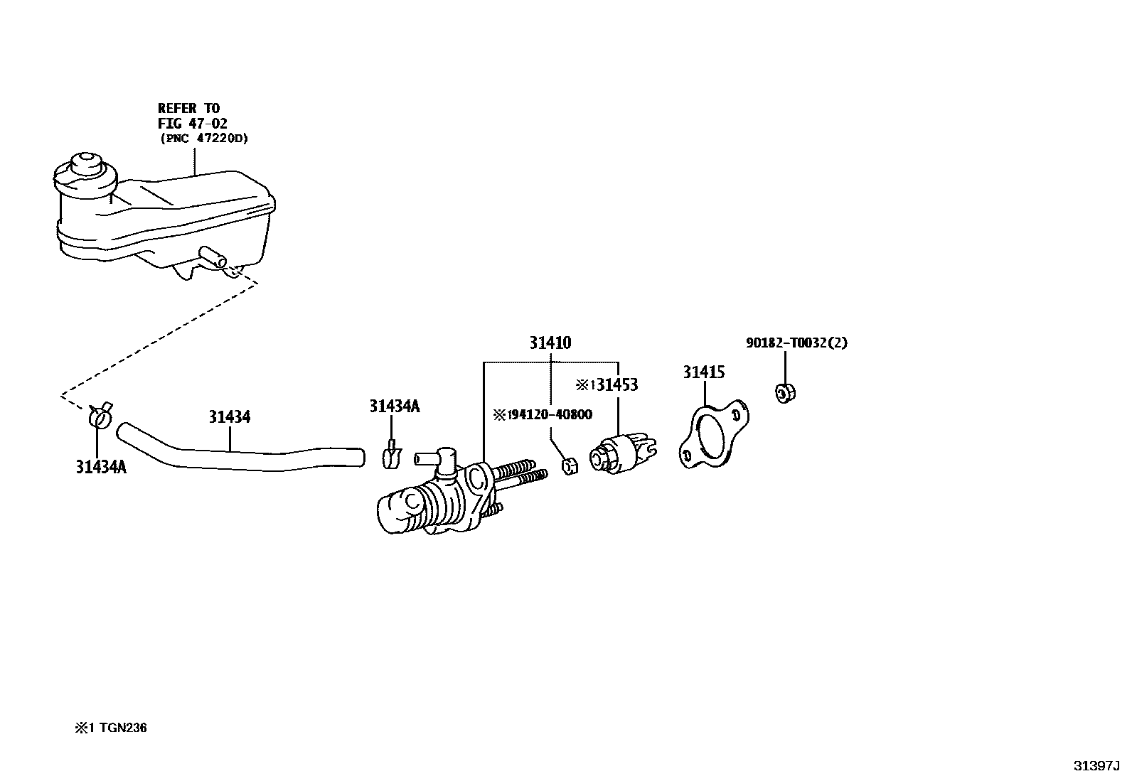 Toyota HILUX 离合器总泵 EPC diagram — 31397J