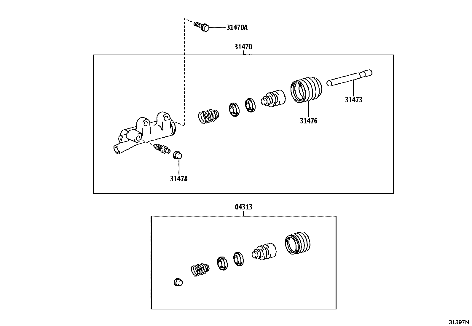 Toyota HILUX 离合器分离缸 EPC diagram — 31397N