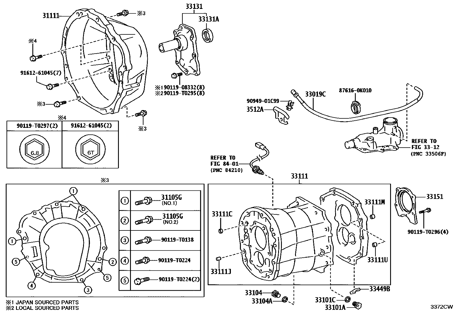 Toyota HILUX 离合器壳和变速器壳(MTM) EPC diagram — 3372CW
