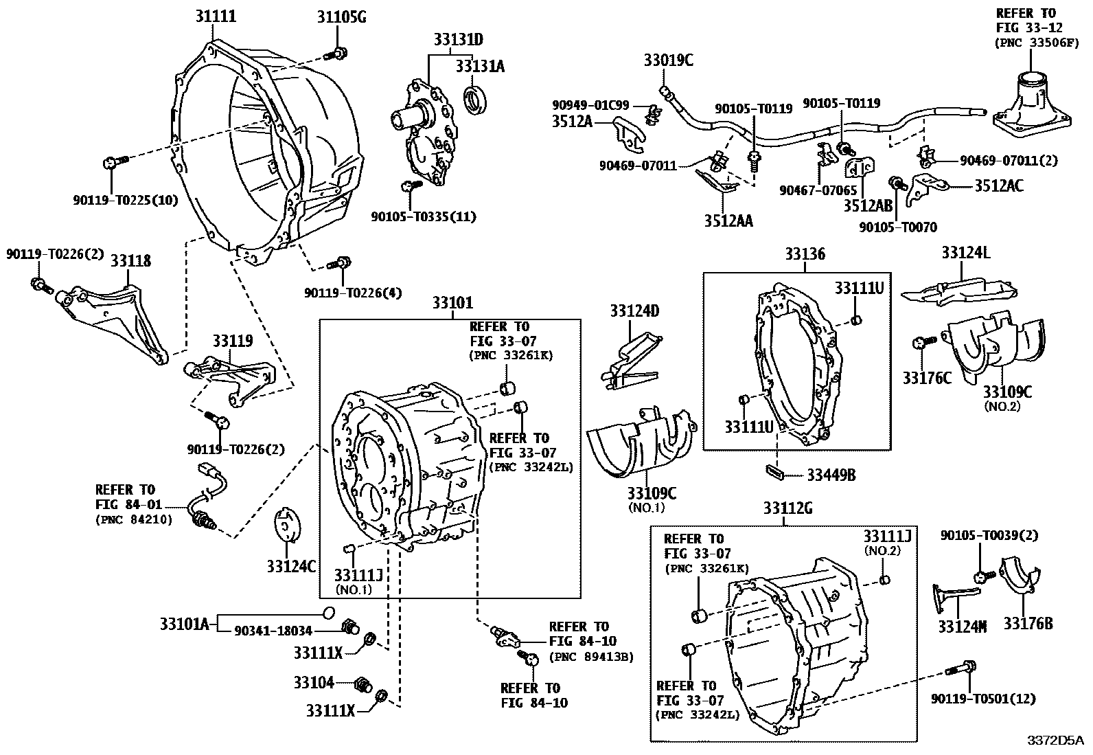 Toyota HILUX 离合器壳和变速器壳(MTM) EPC diagram — 3372D5A