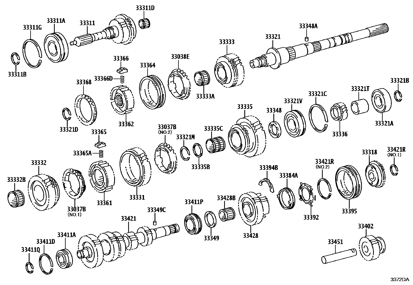 Toyota HILUX 变速器齿轮(MTM) EPC diagram — 3372DA