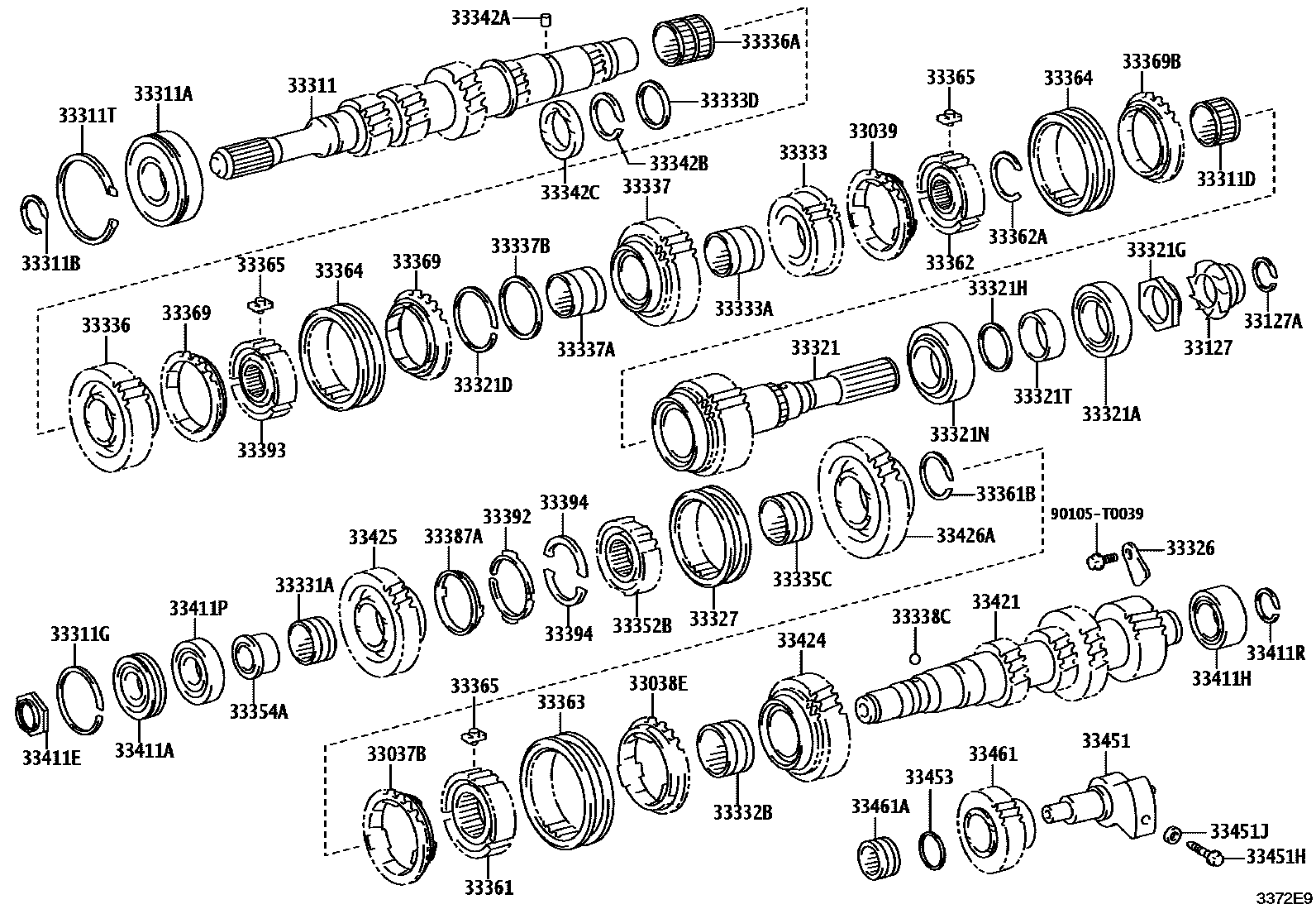 Toyota HILUX 变速器齿轮(MTM) EPC diagram — 3372E9