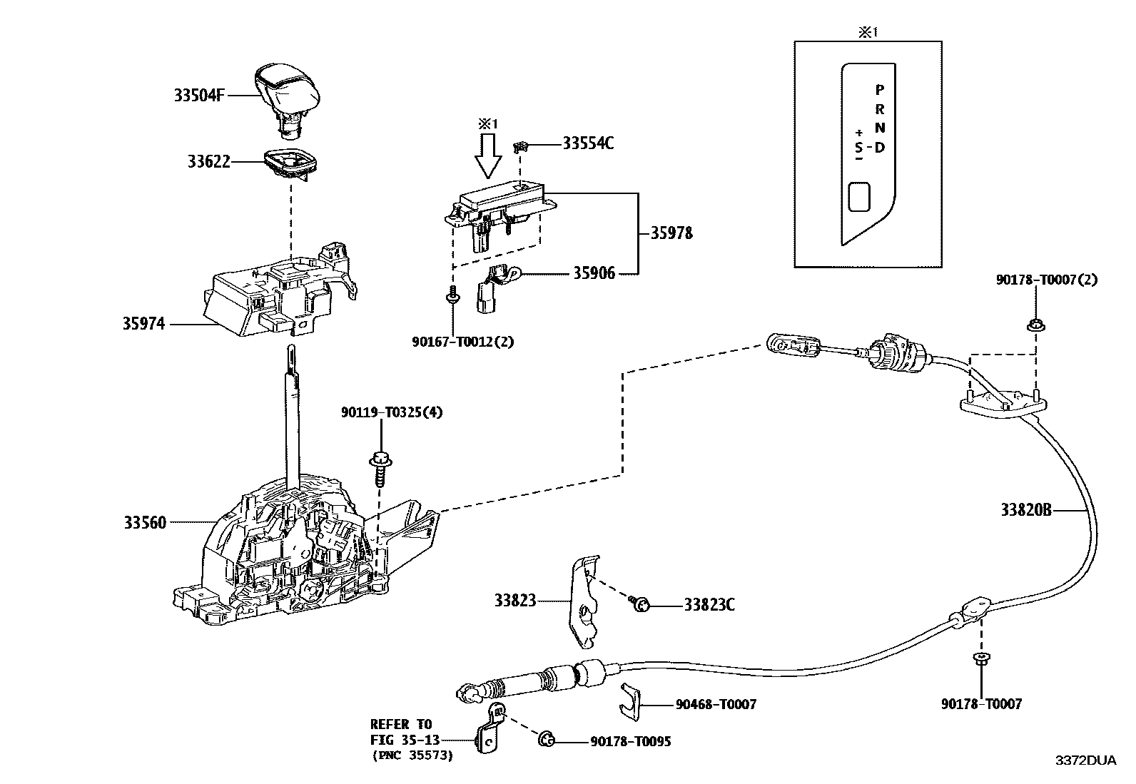 Toyota HILUX Shift Lever & Retainer EPC diagram — 3372DUA