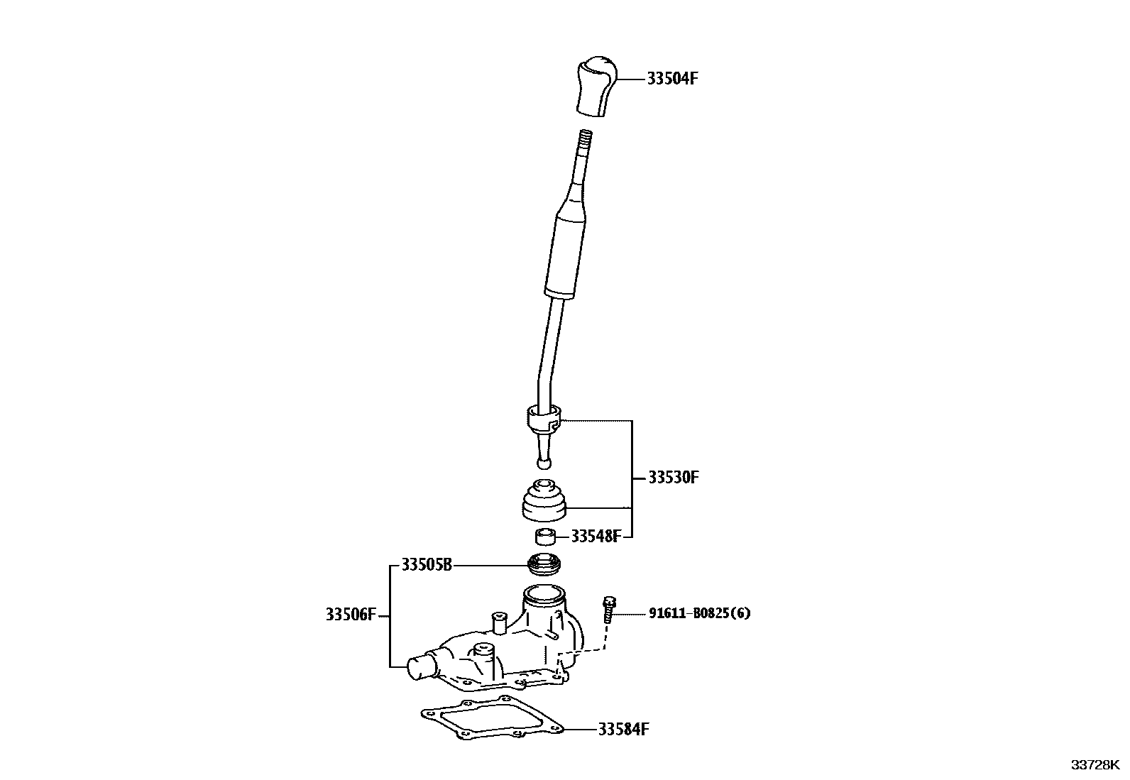 Toyota HILUX Shift Lever & Retainer EPC diagram — 3372DX