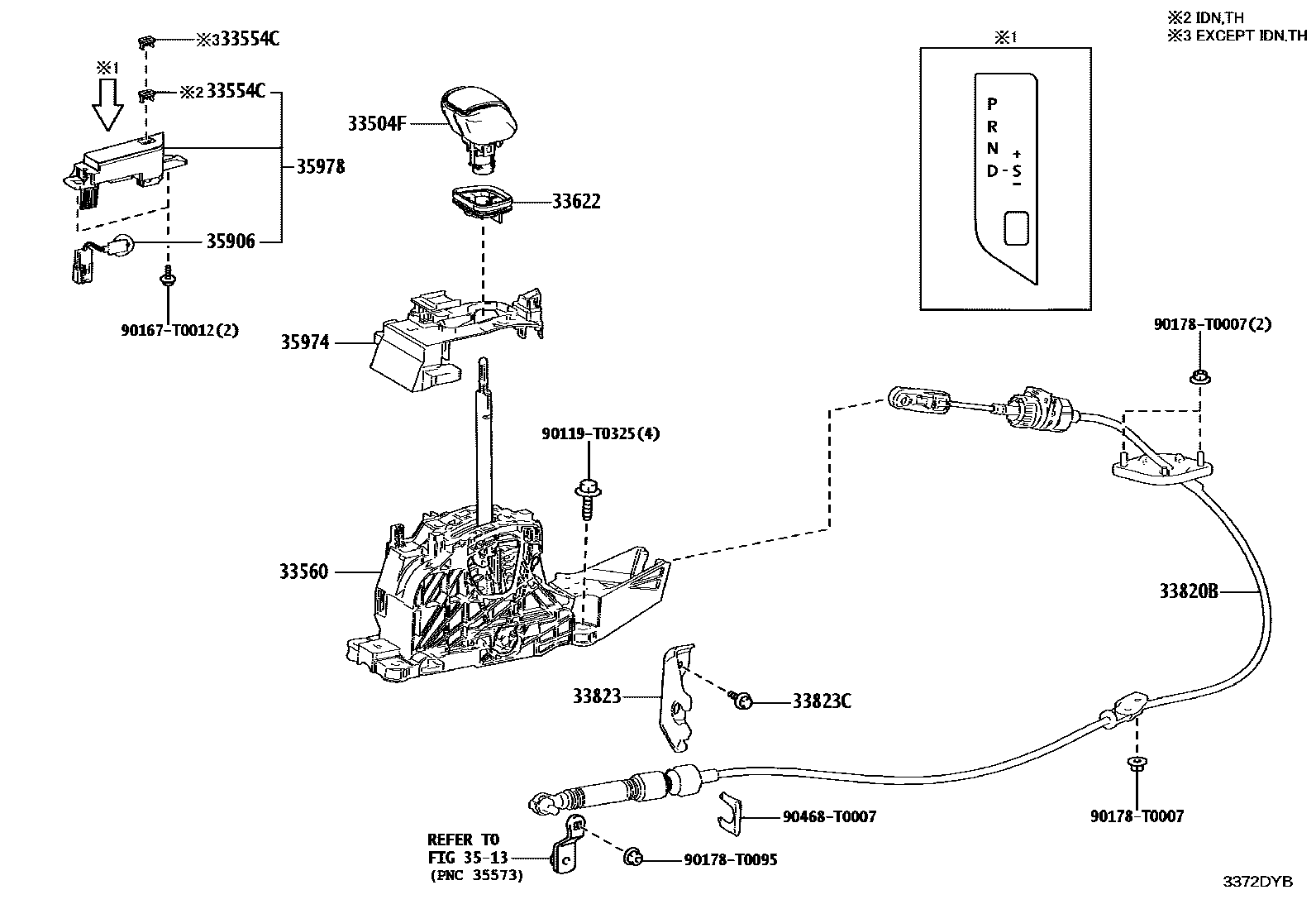 Toyota HILUX Shift Lever & Retainer EPC diagram — 3372DYB