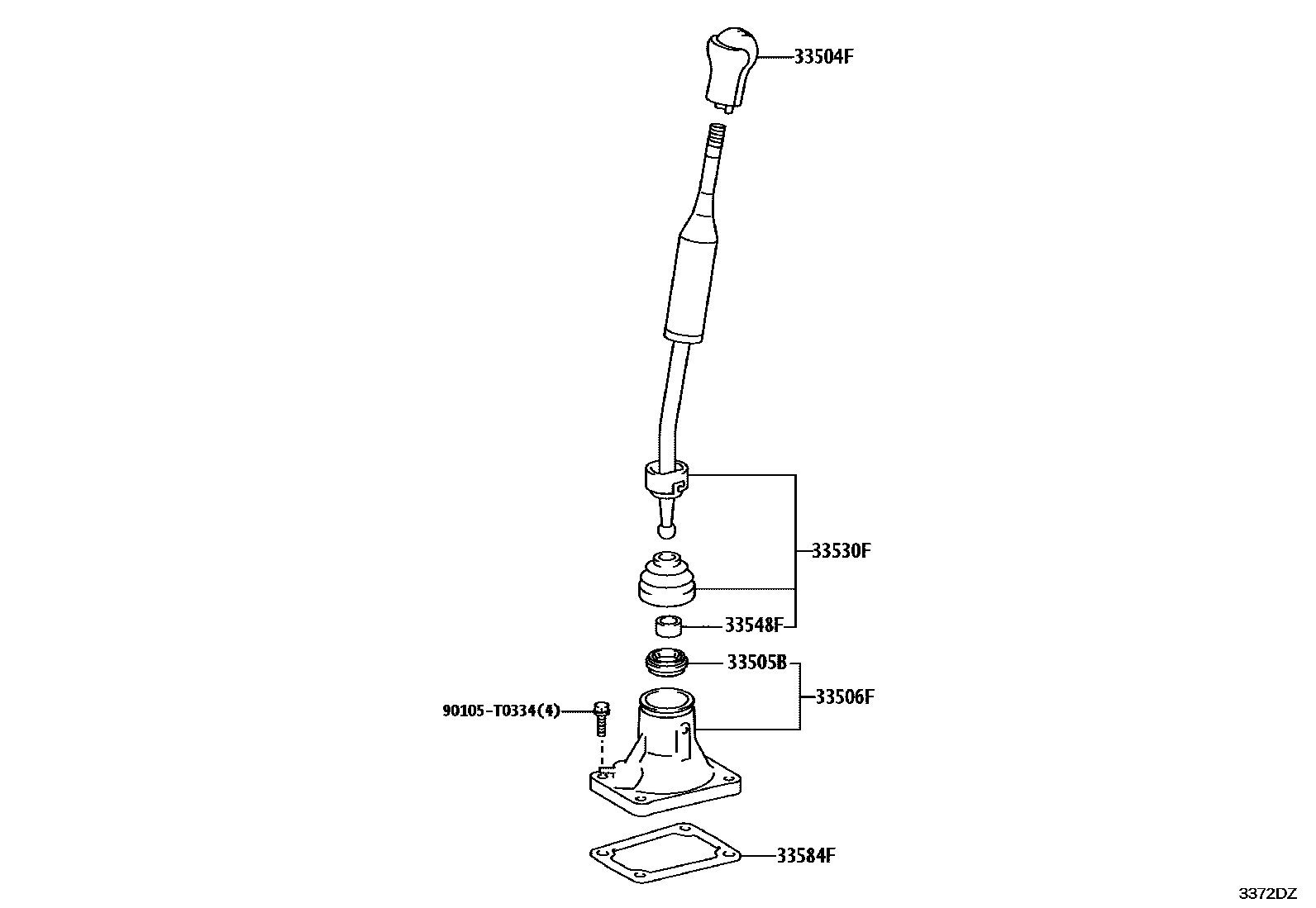 Toyota HILUX Shift Lever & Retainer EPC diagram — 3372DZ
