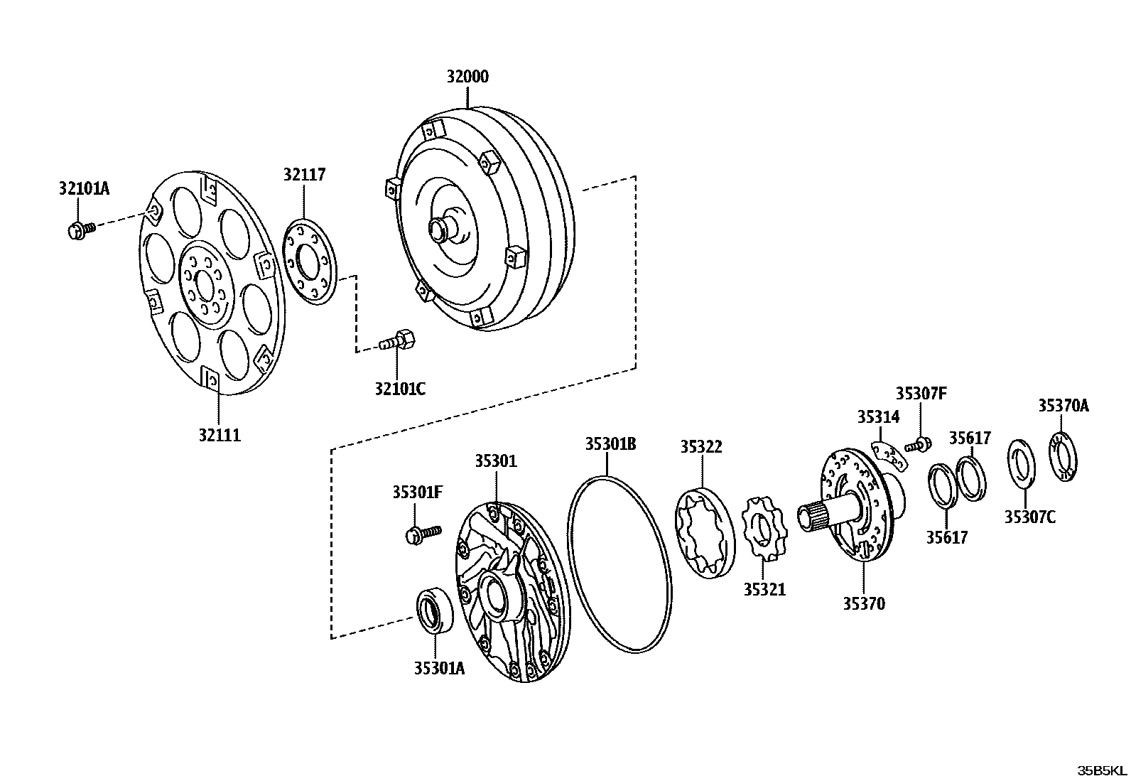 Toyota HILUX 变矩器、前油泵和链条(ATM) EPC diagram — 35B5KL