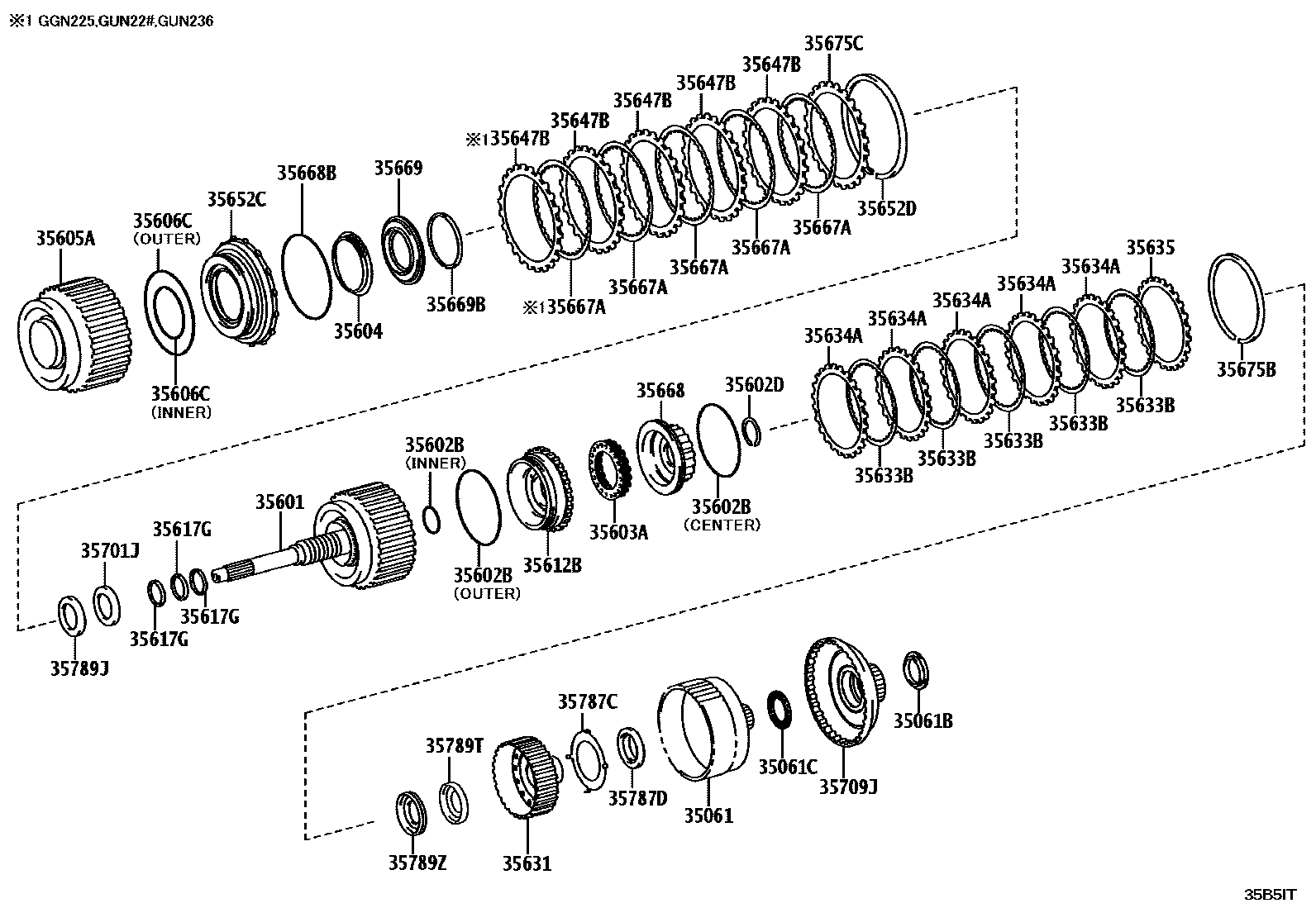 Toyota HILUX 制动带和多片式离合器(ATM) EPC diagram — 35B5IT