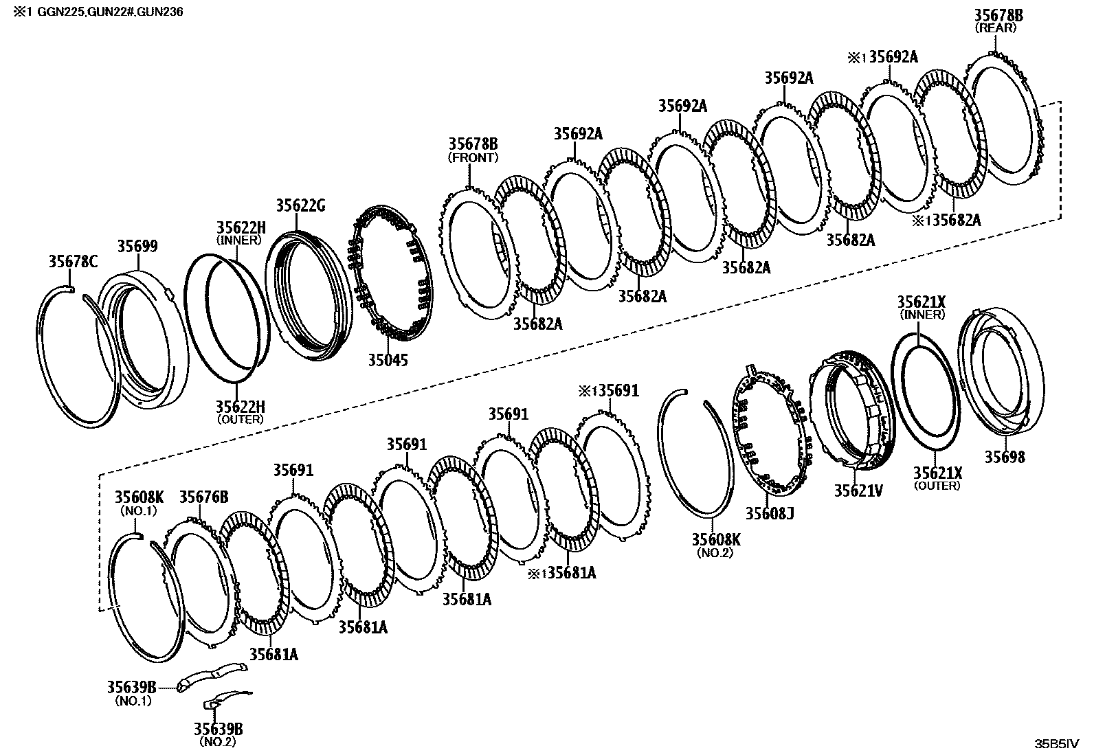 Toyota HILUX 中央支架和行星太阳齿轮(ATM) EPC diagram — 35B5IV