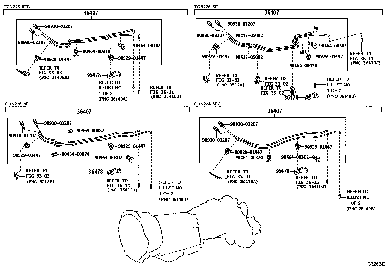 Toyota HILUX Transfer Case & Extension Housing EPC diagram — 3626BE