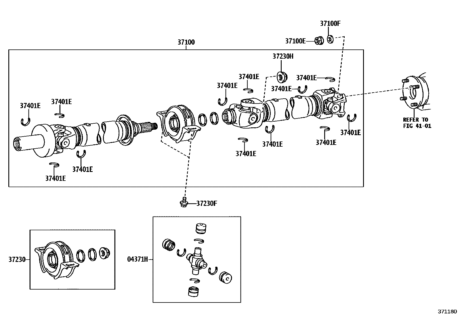 Toyota HILUX Propeller Shaft & Universal Joint EPC diagram — 371180