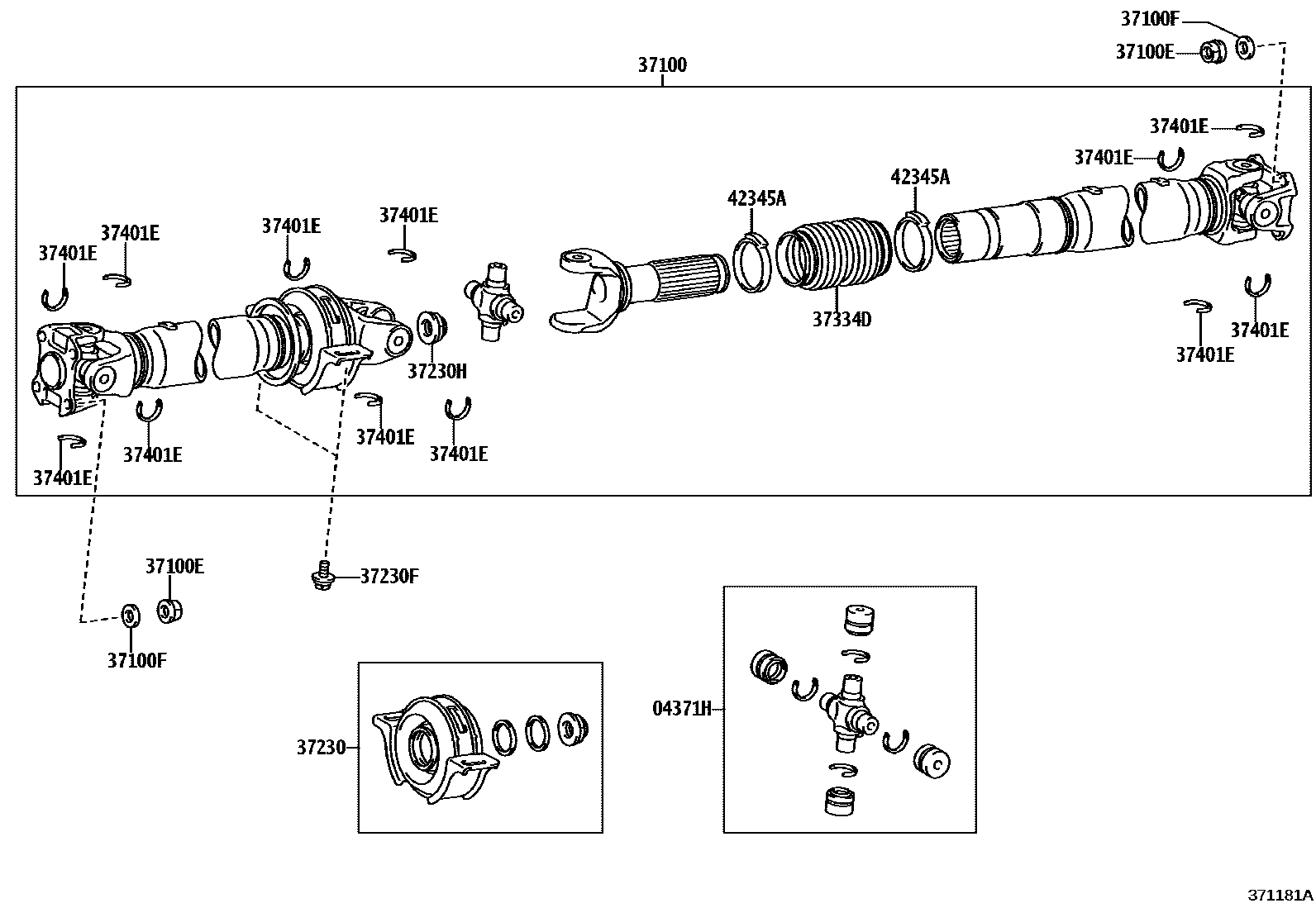 Toyota HILUX Propeller Shaft & Universal Joint EPC diagram — 371181A