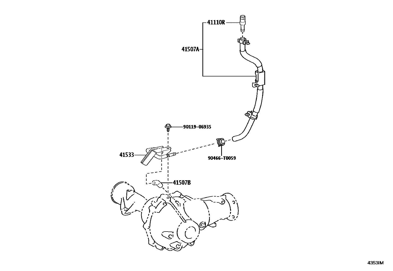 Toyota HILUX 前桥壳和差速器 EPC diagram — 4353IM
