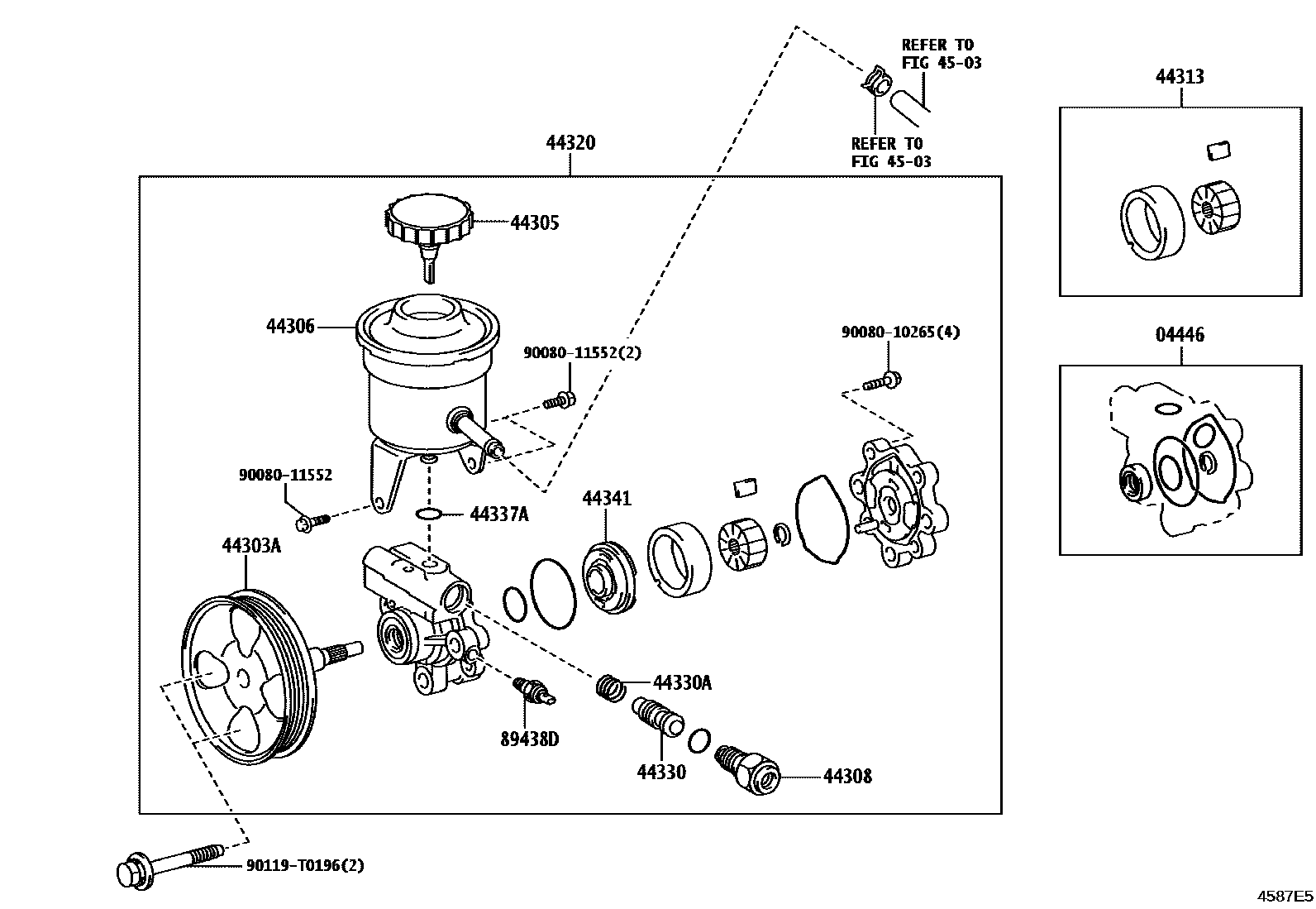 Toyota HILUX 叶片泵和储油罐(动力转向) EPC diagram — 4587E5