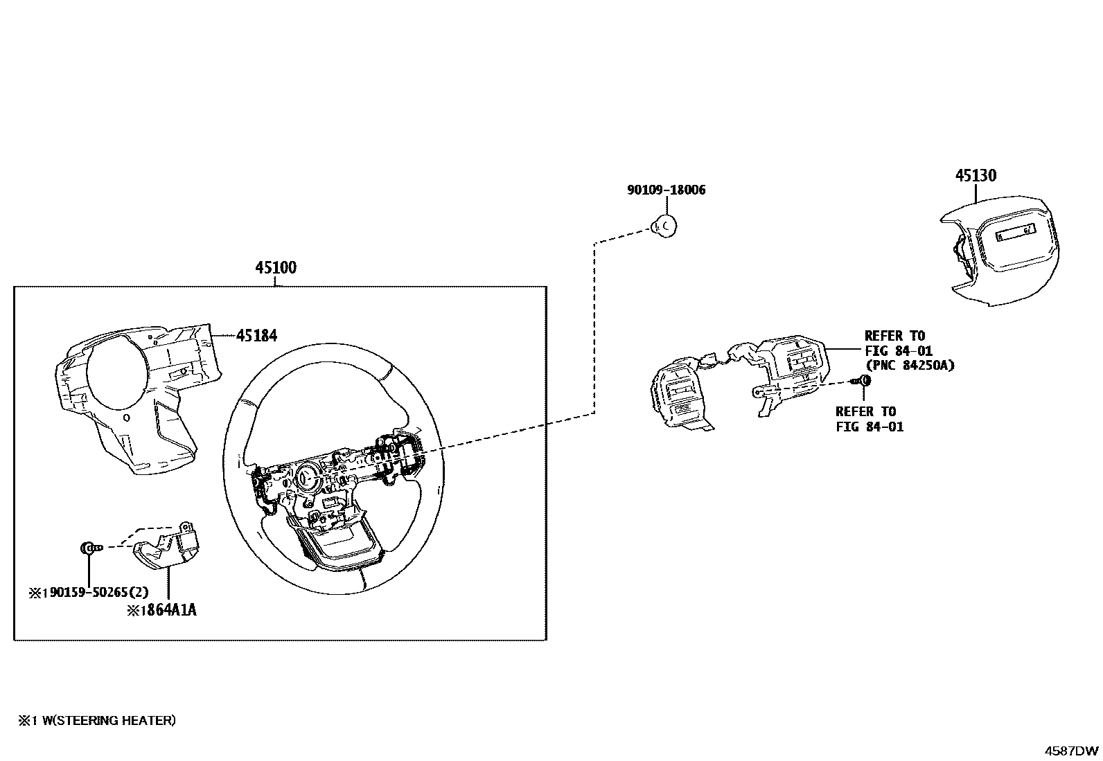 Toyota HILUX Steering Wheel EPC diagram — 4587DW
