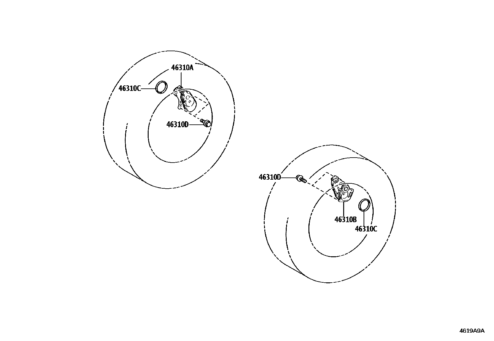 Toyota HILUX Parking Brake & Cable EPC diagram — 4619A9A