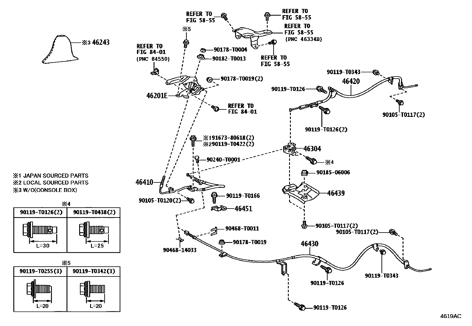 Toyota HILUX Parking Brake & Cable EPC diagram — 4619AC