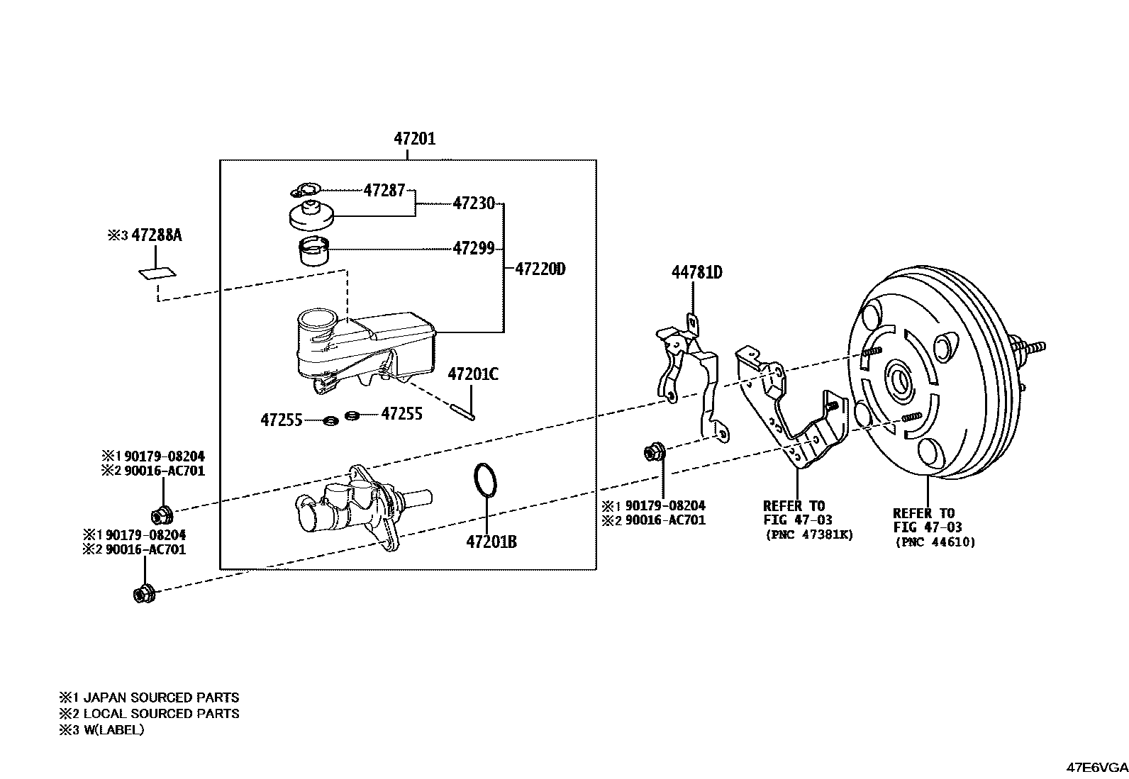 Toyota HILUX 制动总泵 EPC diagram — 47E6VGA