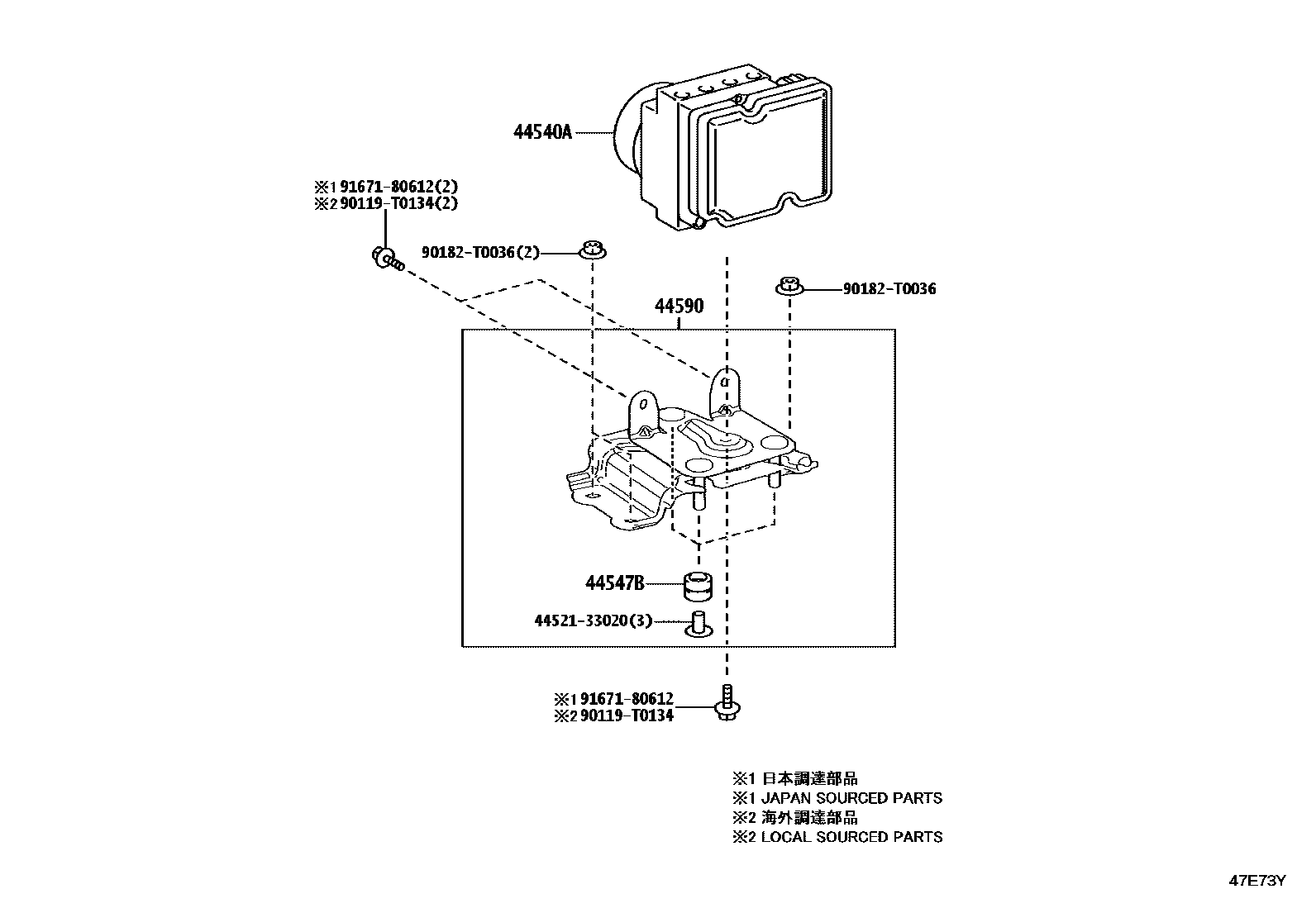 Toyota HILUX 制动配管和卡箍 EPC diagram — 47E73Y