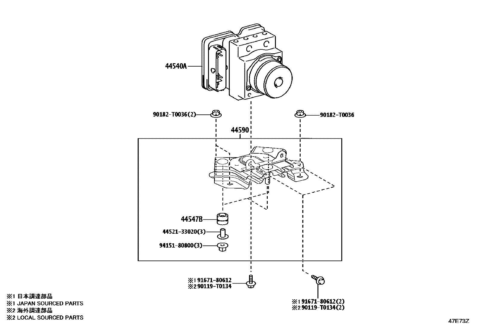 Toyota HILUX 制动配管和卡箍 EPC diagram — 47E73Z