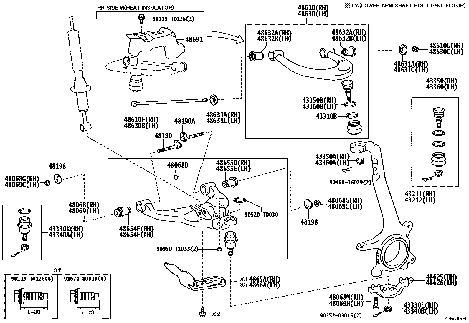 Toyota HILUX 前桥控制臂和转向节 EPC diagram — 4860GH