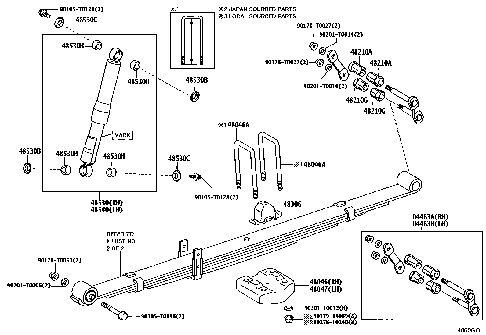 Toyota HILUX Rear Spring & Shock Absorber EPC diagram — 4860GO