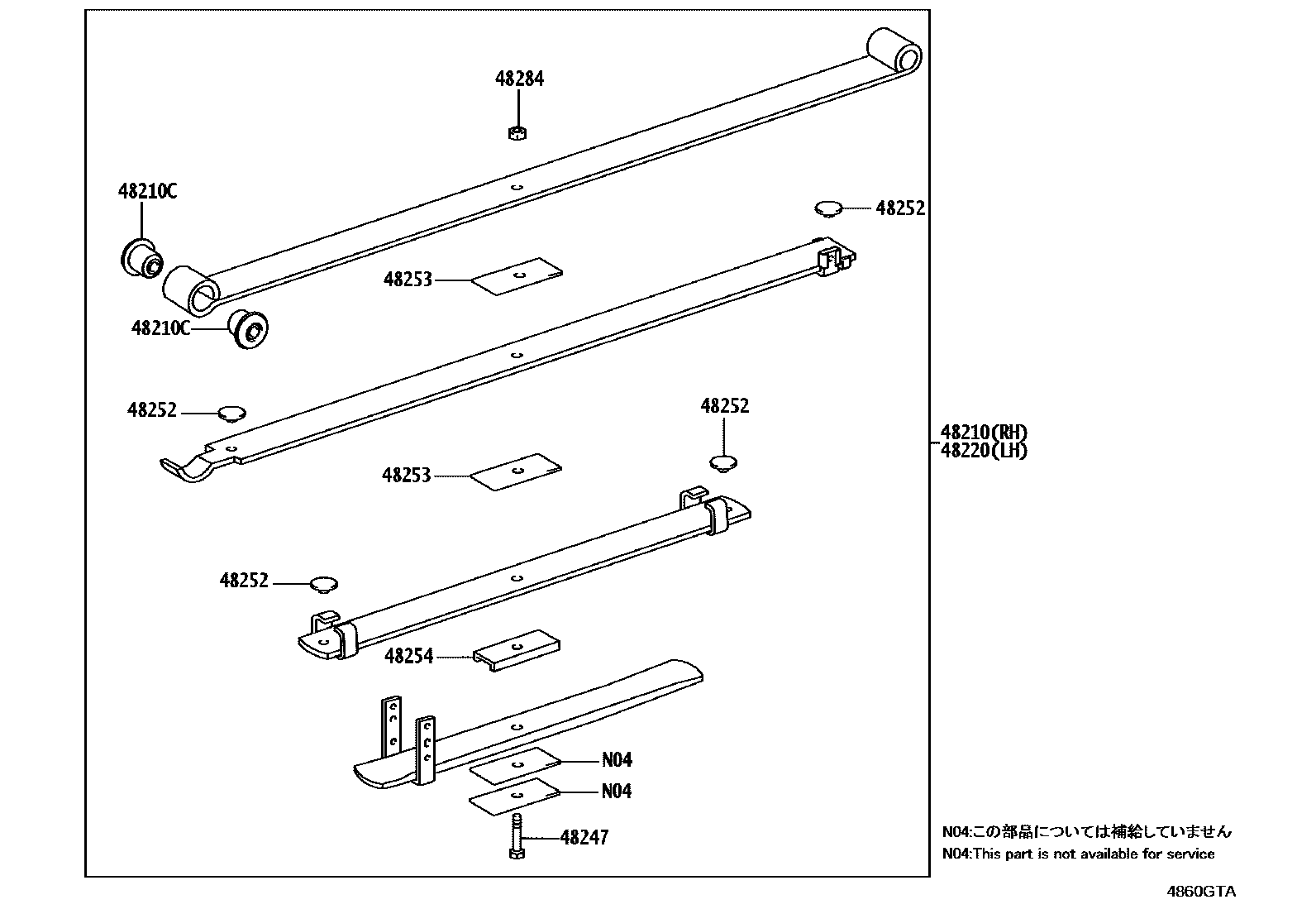 Toyota HILUX Rear Spring & Shock Absorber EPC diagram — 4860GTA