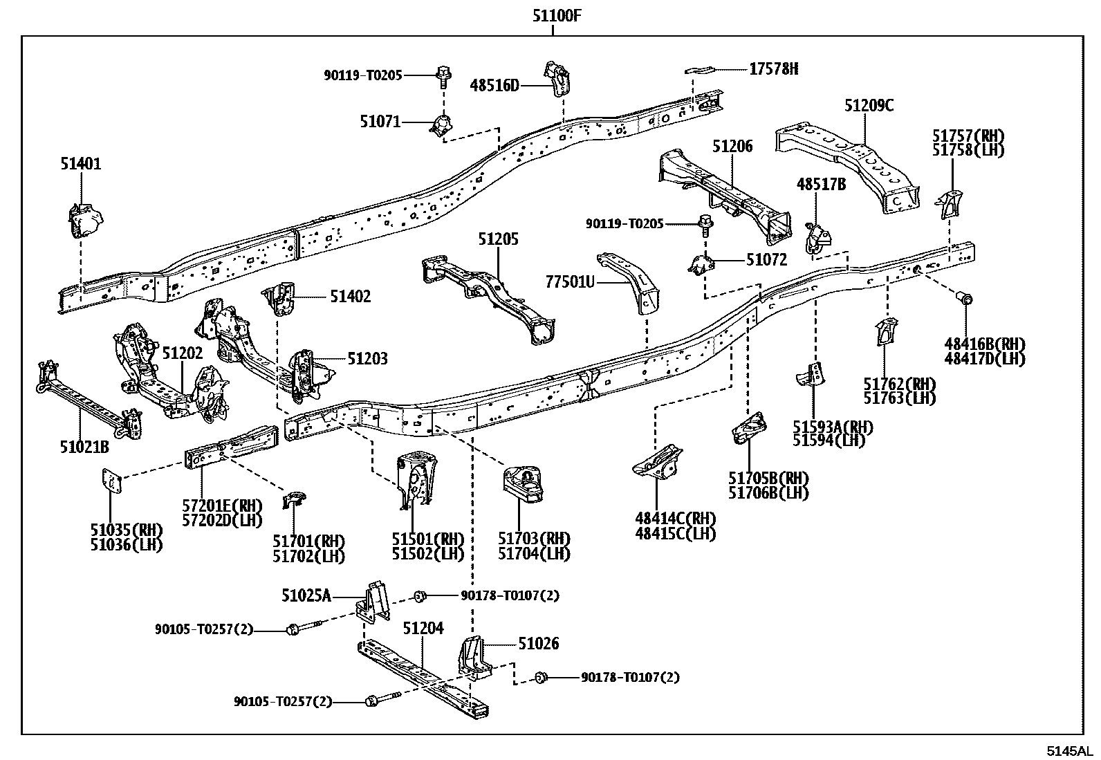 Toyota HILUX 车架 EPC diagram — 5145AL