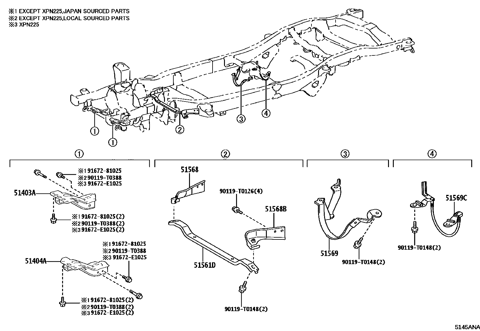 Toyota HILUX 车架 EPC diagram — 5145ANA