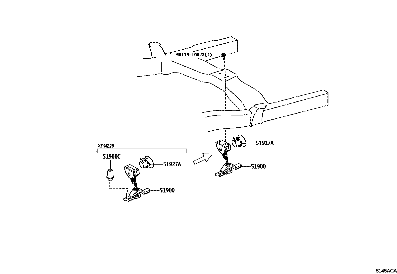 Toyota HILUX Spare tire rack EPC diagram — 5145ACA