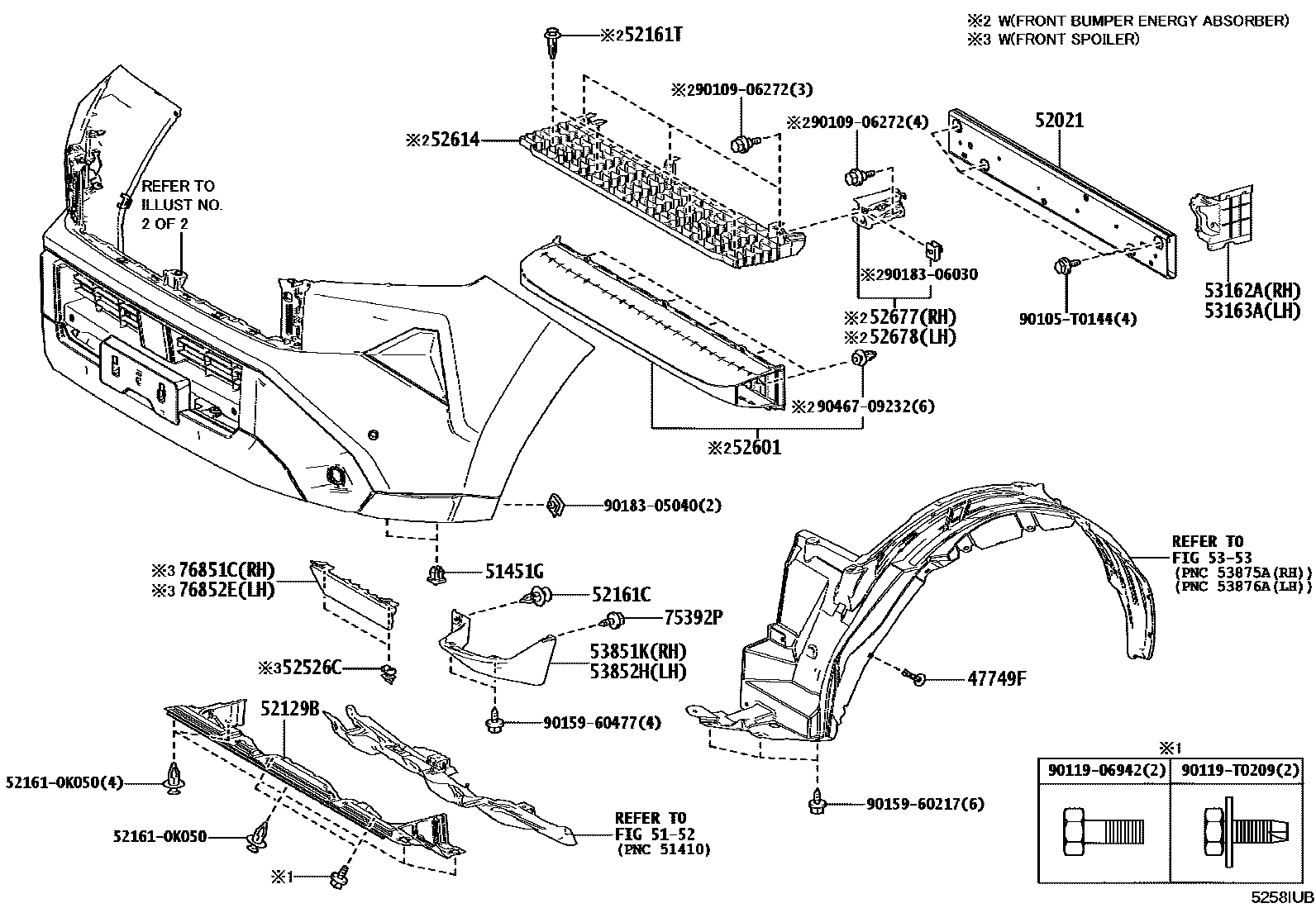 Toyota HILUX 前保险杠及附件 EPC diagram — 5258IUB
