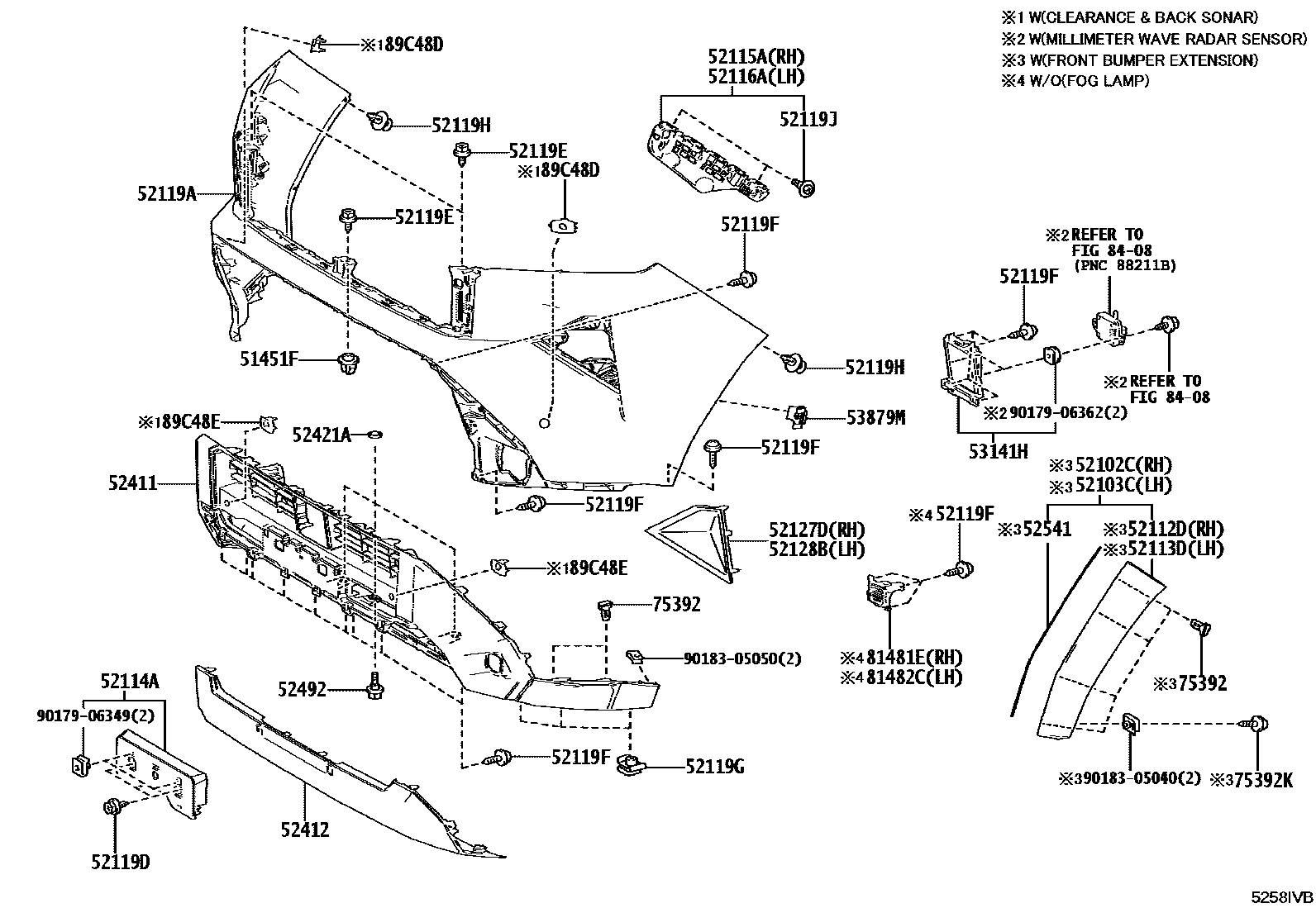 Toyota HILUX 前保险杠及附件 EPC diagram — 5258IVB