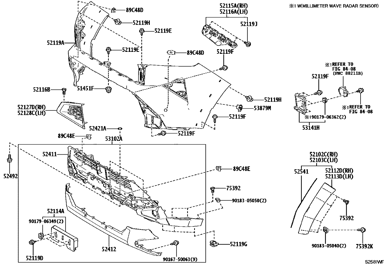 Toyota HILUX 前保险杠及附件 EPC diagram — 5258IWF